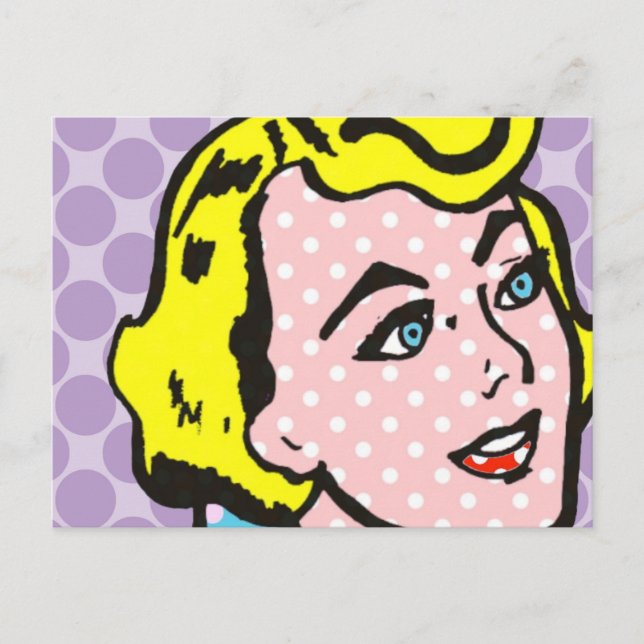 Postal de retro pop Art Woman (Anverso)