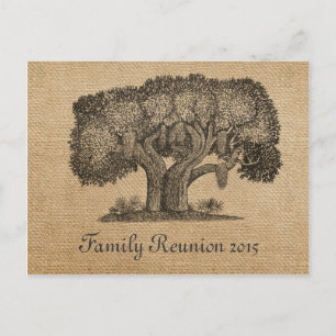 Postal de reunión de la familia de árboles de cose