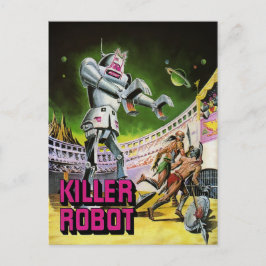 Postal de robot asesino de cosecha de vintage