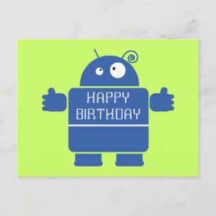 Postal de Robot Azul Cute