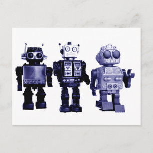 postal de robots azules