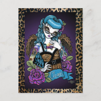 Postal de Rockabilly Baby Tattoo Leopard Angel