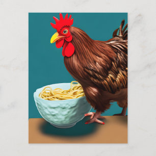 Postal de Rooster Eating Spaghetti