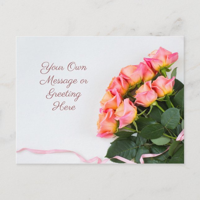 postal de Rosas de texto personalizados (Anverso)