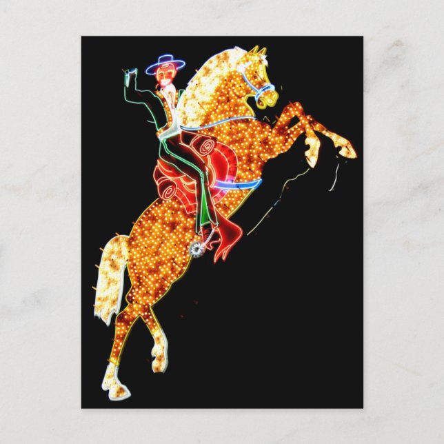 Postal de Rótulo Neon Cowboy de Las Vegas (Anverso)