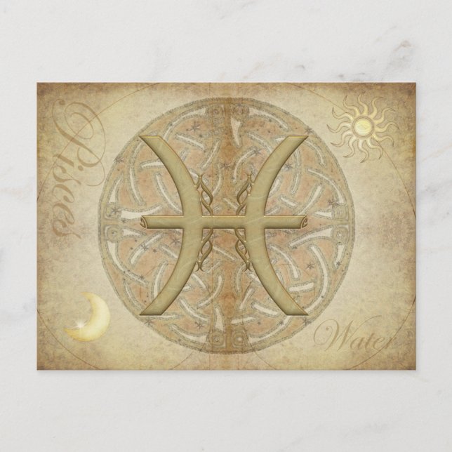 Postal de Rótulo Zodiac Pisces (Anverso)