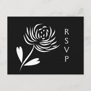 Postal de RSVP del crisantemo del estilo de Sumi-e