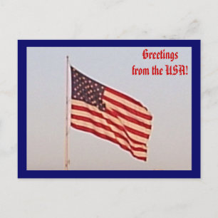 postal de saludos de la bandera de los Estados Uni