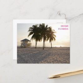 Postal de Salvavidas de Miami Florida Beach Palms