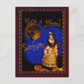Postal de Samhain de la bruja del vintage