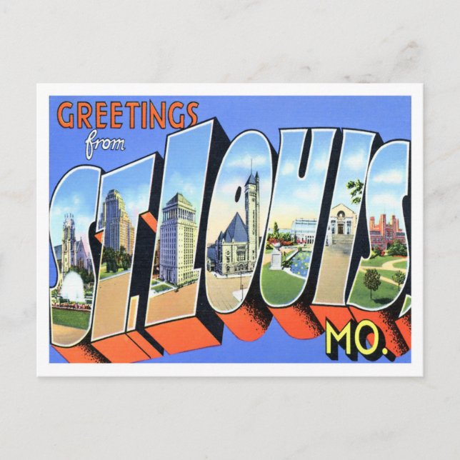 postal de San Luis, Missouri de las grandes letras (Anverso)