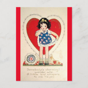 Postal de San Valentín Adorable Niña Pequeña