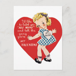 postal de San Valentín chica retro vintage