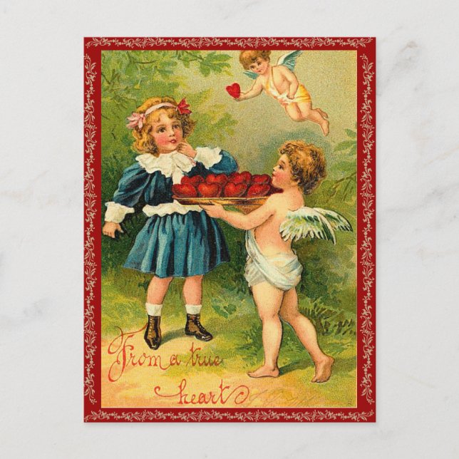 Postal de San Valentín cupido vintage (Anverso)
