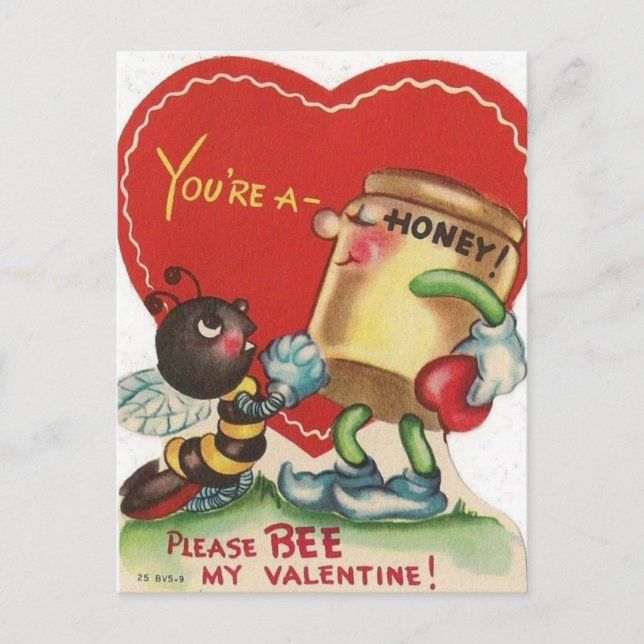 Postal de San Valentín de la miel de los años 50 (Anverso)