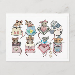 Postal de San Valentín de ratones de bolsillo