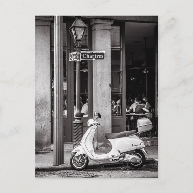 Postal de Scooter de Vintage | Motocicleta antigua (Anverso)