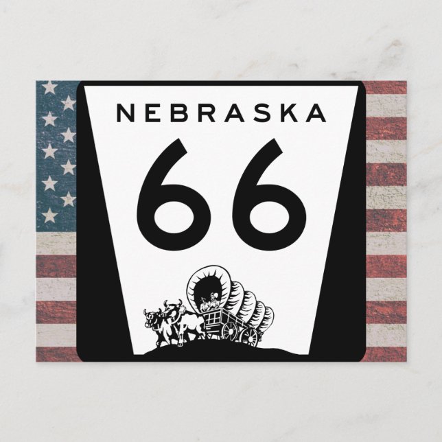 Postal de señaligen de viaje por la Ruta 66 de Neb (Anverso)