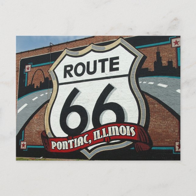 Postal de señas Pontiac Illinois US Route 66 (Anverso)