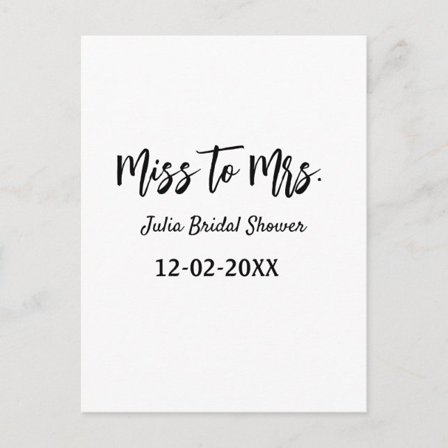 Postal De Señorita a Señora estilo simple y elegante para (Anverso)