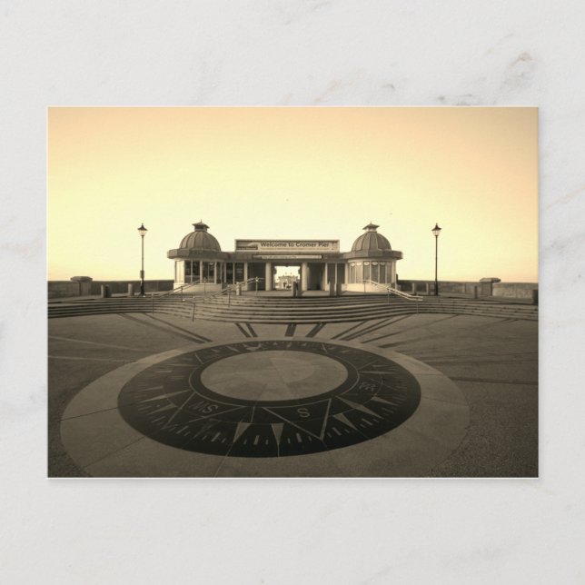 postal de Sepia Cromer Pier (Anverso)