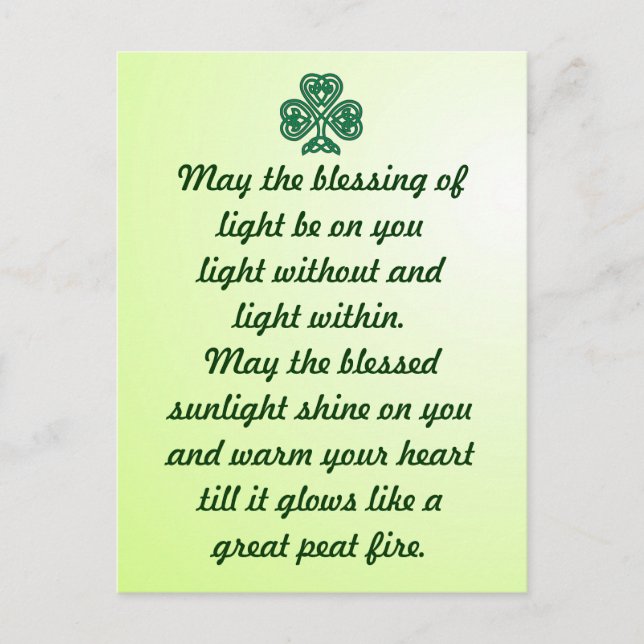 postal de shamrock de bendición celta (Anverso)