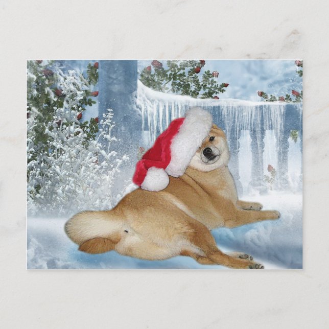 Postal de Shiba Inu del navidad (Anverso)