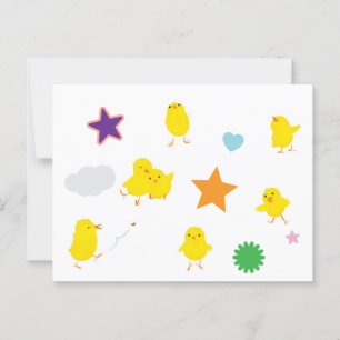 Postal de siete putas de bebé con tazas (estrellas