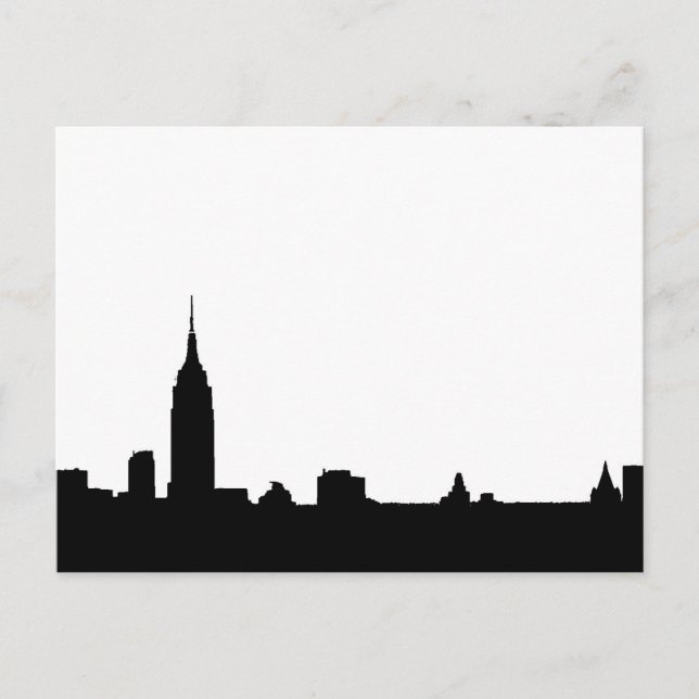 Postal de silueta de New York Black White Pop Art (Anverso)