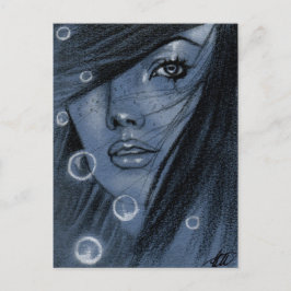 Postal de sirena azul Bubbles