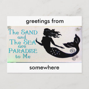 postal de sirena de arena y mar