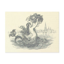 Postal de sirena vintage