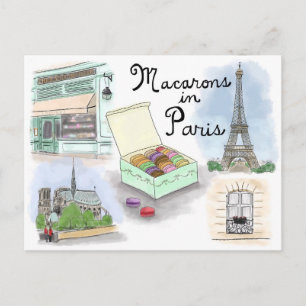 Postal de sketch de viajes: Macarons en París Fran