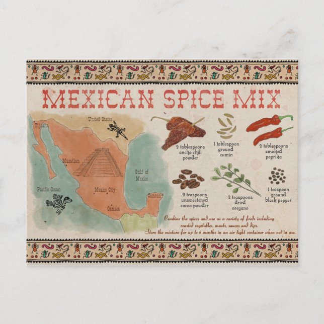 Postal de sketch de viajes: Mezcla de especias mex (Anverso)