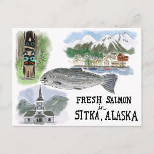 Postal de sketch de viajes: Salmon en Sitka, Alask