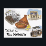 Postal de sketch de viajes: Tajine en Fez, Marruec<br><div class="desc">Si miras a través de Bab Boujloud, una de las puertas ornamentadas que lleva a la antigua medina de Fez, Marruecos, te das cuenta rápidamente de que estás a punto de embarcarte en una experiencia única en la vida. Los paisajes, olores y sonidos del casco antiguo de Fez no son...</div>