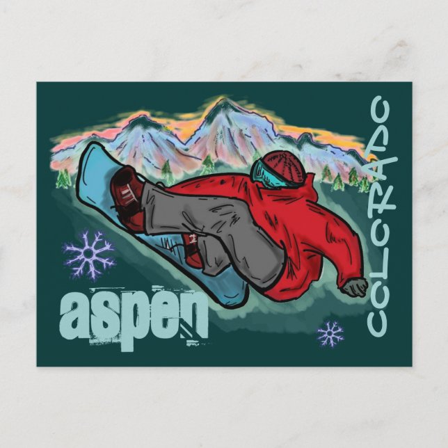 Postal de snowboard de Aspen Colorado (Anverso)