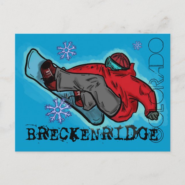 Postal de snowboard de Breckenridge Colorado (Anverso)