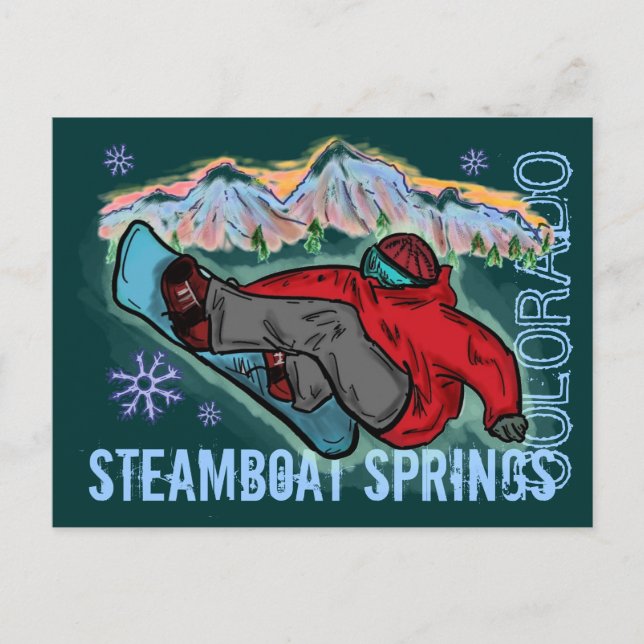 Postal de snowboard de Steamboat Springs Colorado (Anverso)