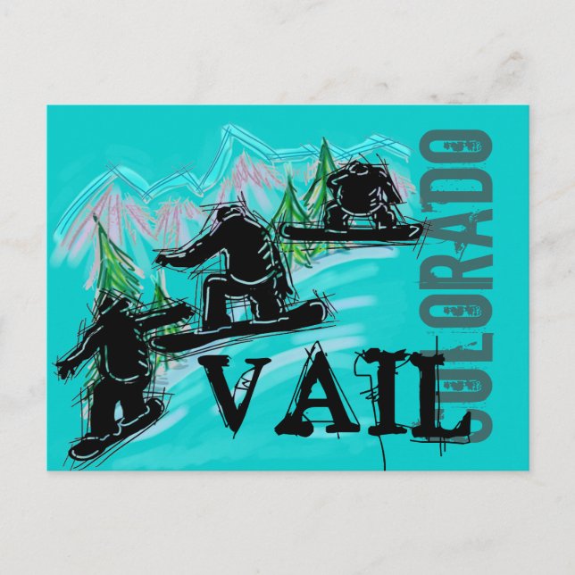 Postal de snowboard de Vail Colorado (Anverso)