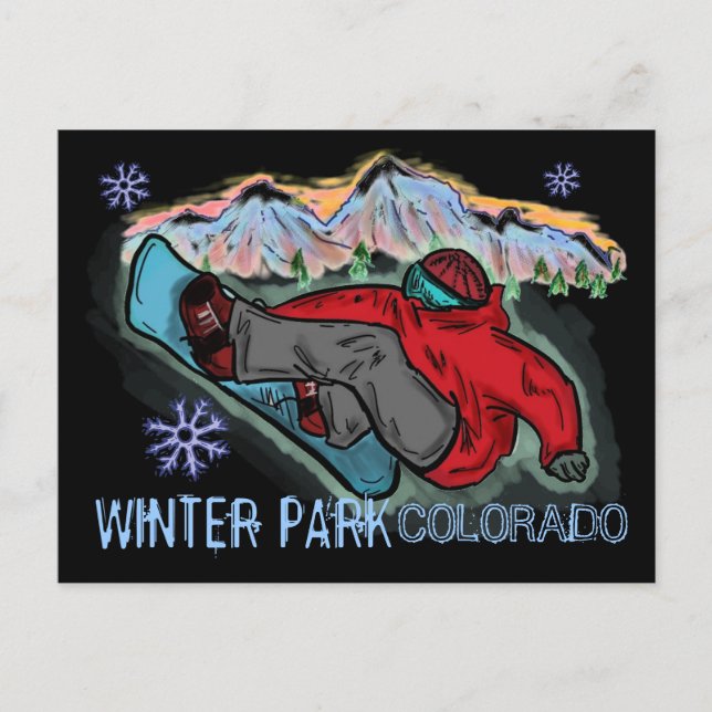 Postal de snowboard de Winter Park Colorado (Anverso)