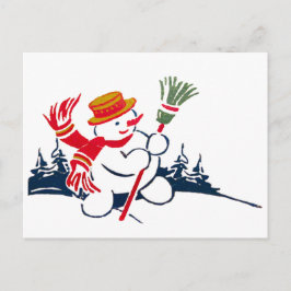 Postal de Snowman para la cosecha de nieve