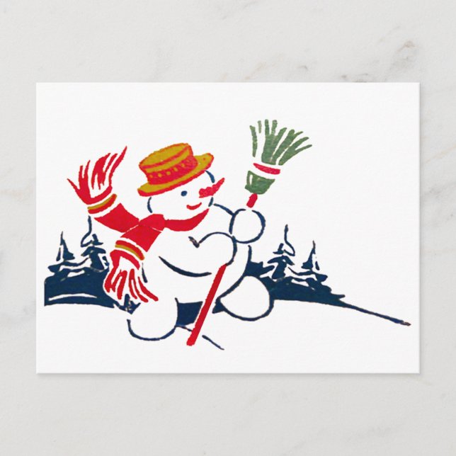 Postal de Snowman para la cosecha de nieve (Anverso)