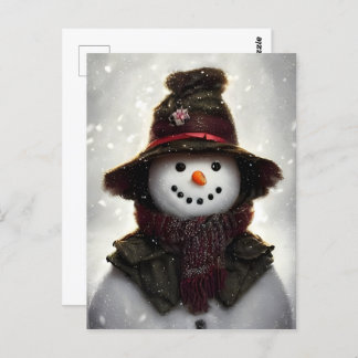 Postal de Snowman para la cosecha de nieve