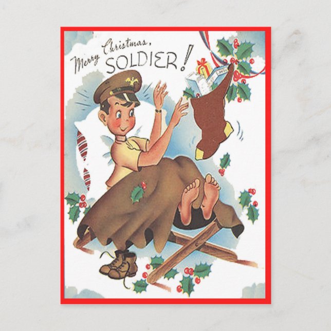 Postal de soldado de Navidad Vintage Military Merr (Anverso)