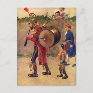 Postal de soldado musical vintage