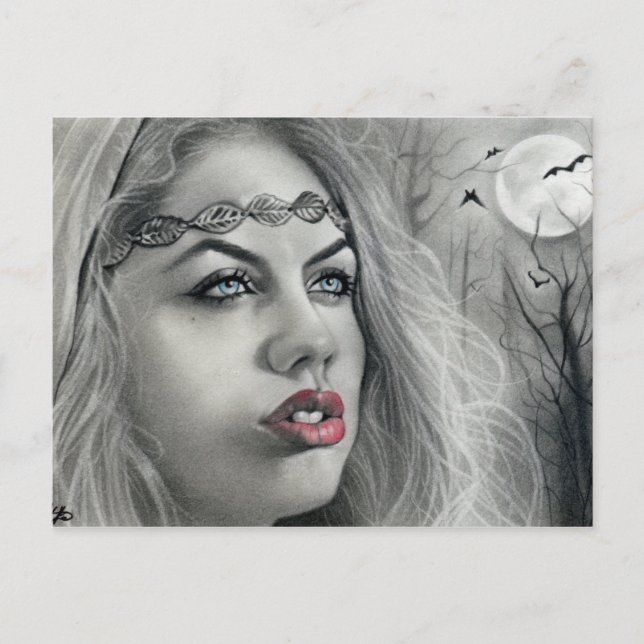 Postal de sombras de luna de belleza oscura (Anverso)