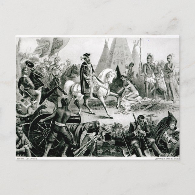 Postal De Soto descubriendo el Misisipi (Anverso)