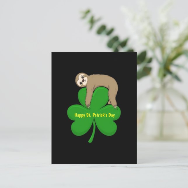 postal de St. Patrick's Day Sloth (Anverso de pie)