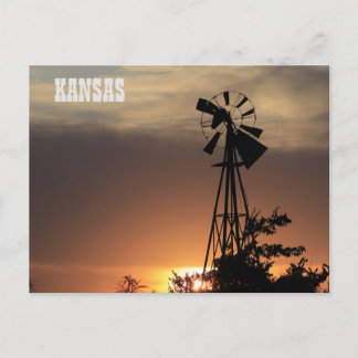 Postal de sunset de Windmill de Kansas